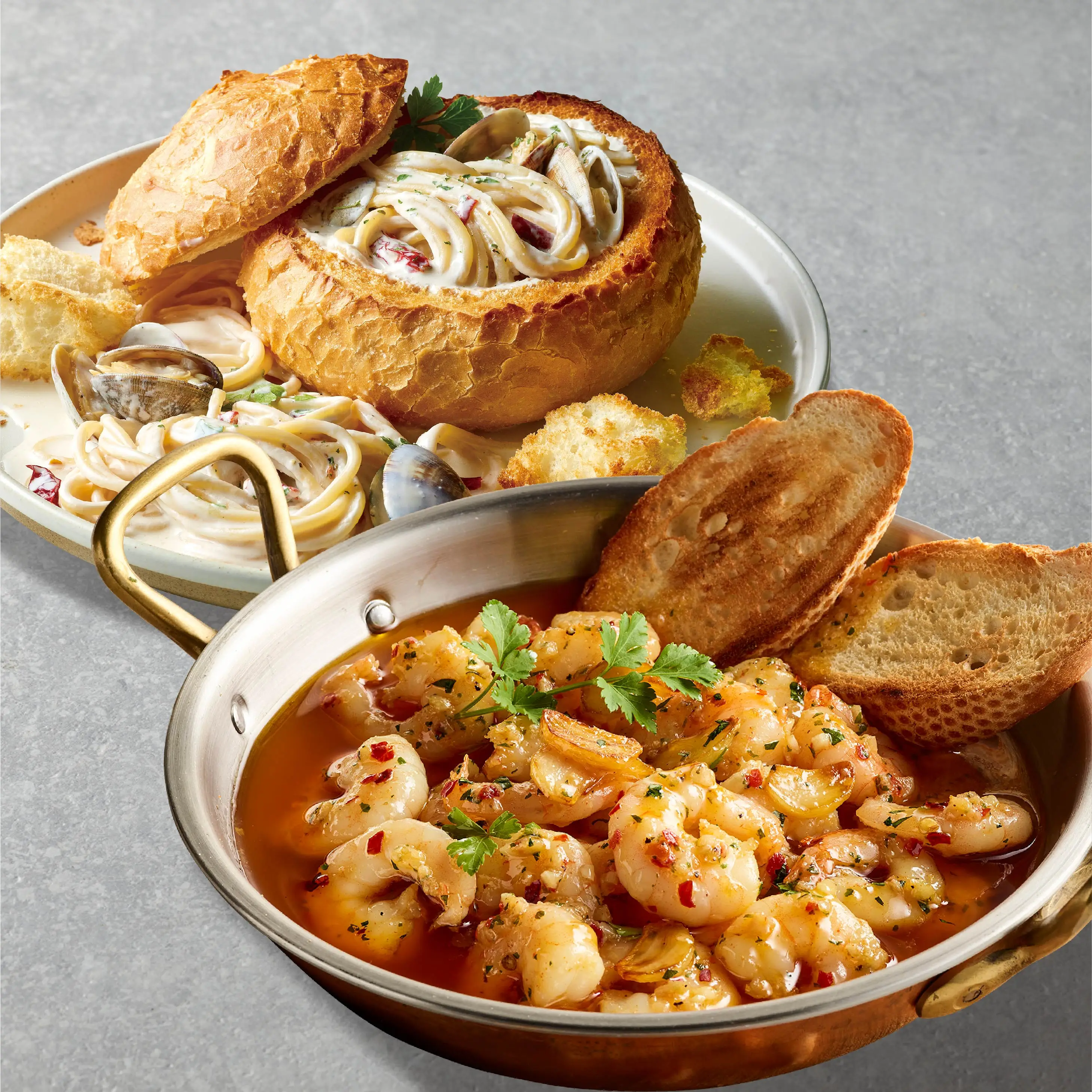 Ashley One-Pack Gambas de ajo + Pasta en crema Ashley Bonjole (4 porciones, fiesta en casa)