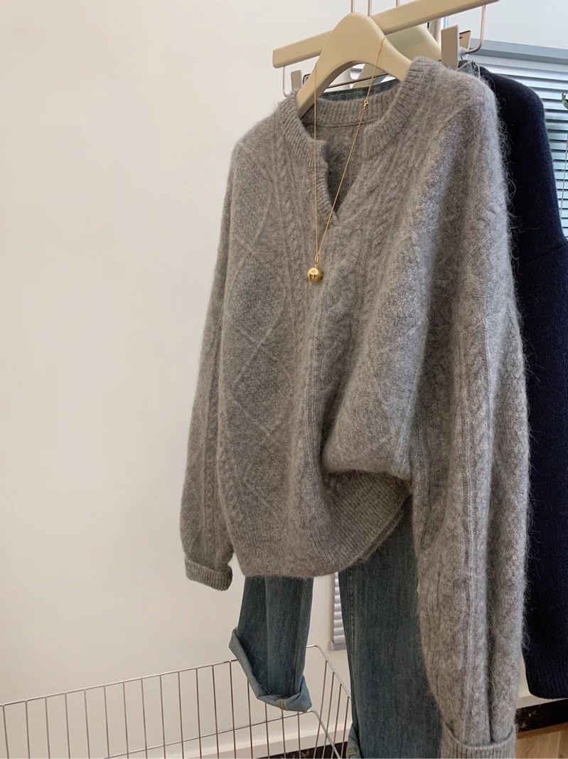 

Ele ey V-Ne Thiened женский вязаный свитер с медведем бархатный пуловер осень-зима теплый верх внутренняя одежда повседневный Sle