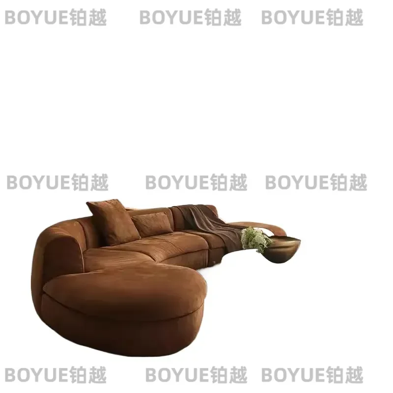 Italian Minimalist Curved Fabric Sofa Modern Simple Living Room Light Luxury Cream Style High End Creativity Furniture