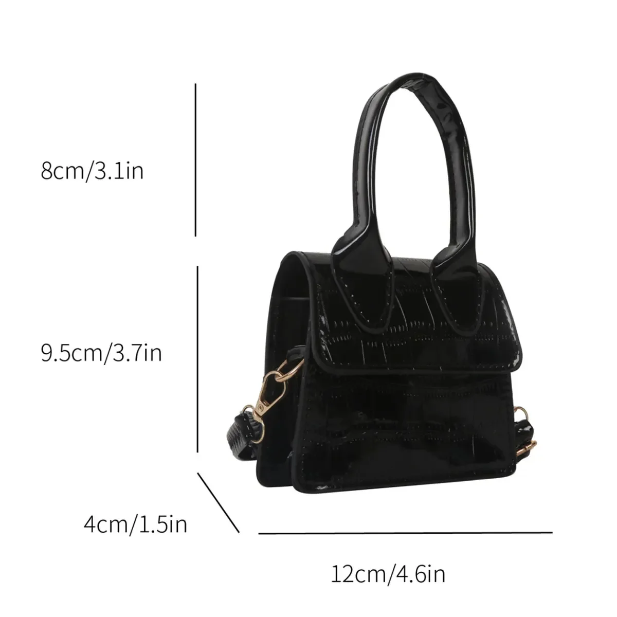 Light Luxury Candy Colored Glossy Hand-held Small Square Bag Flip Mini Crossbody Bag Red Envelope Suitable for Daily Commuting