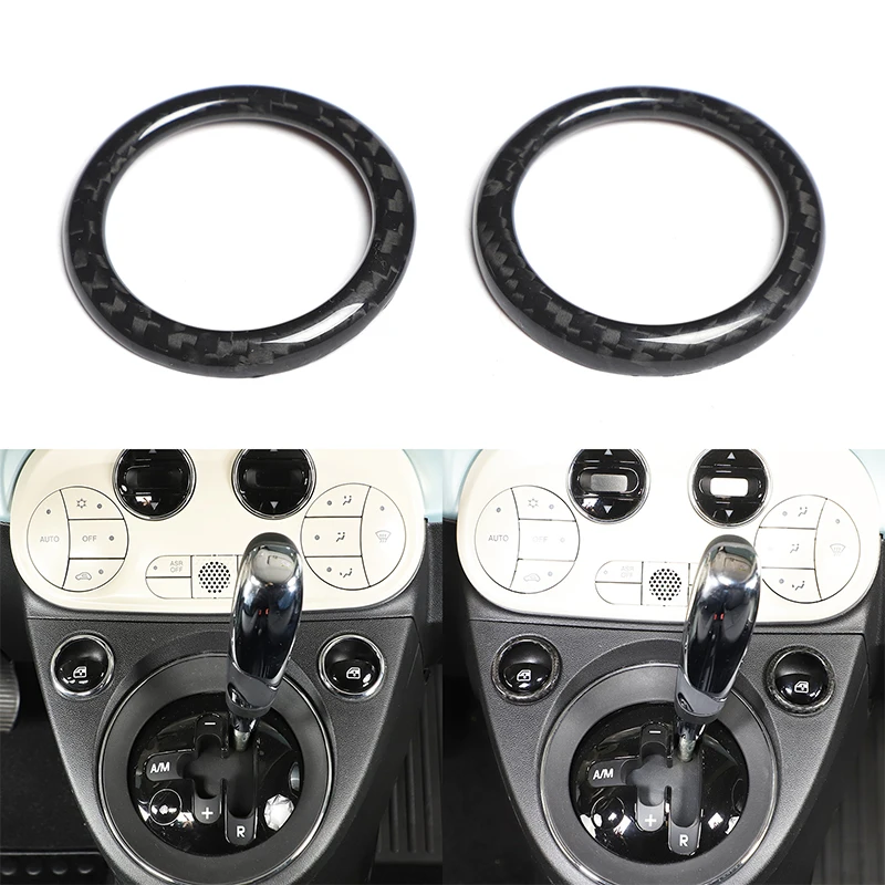 

2Pcs Real Carbon Fiber For Fiat 500 2007-2026+ Car Glass Lift Switch Decoration Sticker Car Interior Protection Accessories