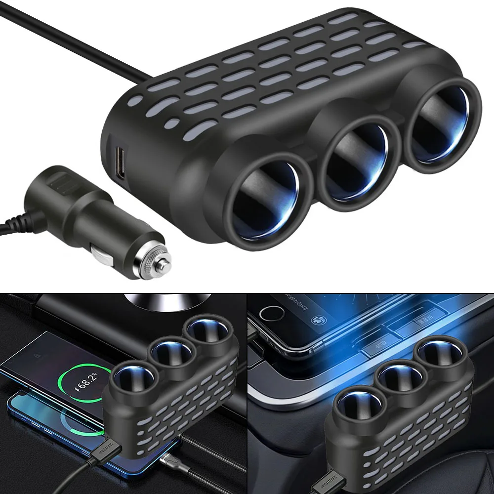 

3 в 1 двойная USB-розетка 12 В 24 В QC3.0 быстрая зарядка 120 Вт многофункциональный для телефона IPad разветвитель автомобильное зарядное устройство адаптер