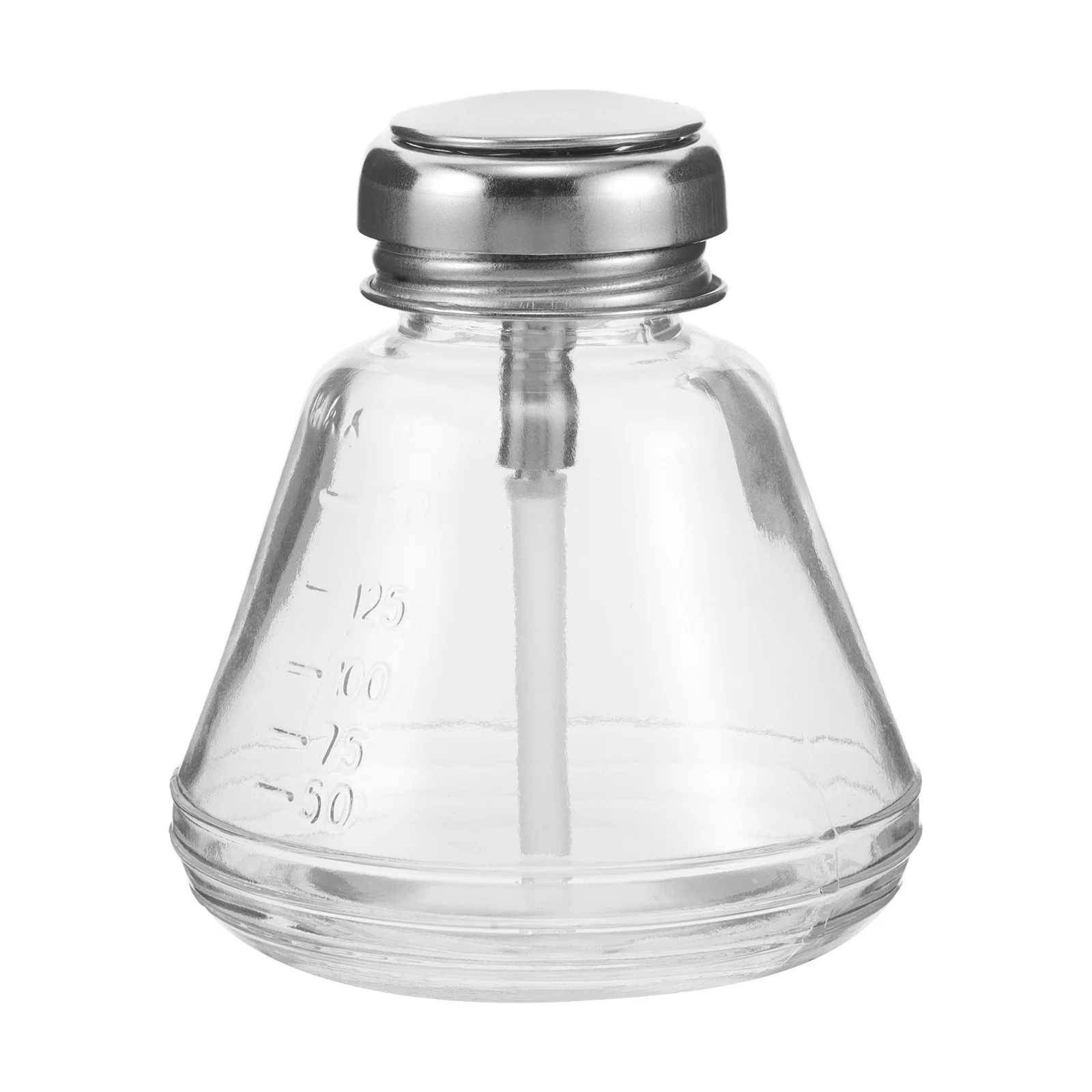 

Durable Clear Glass Nail Polish Remover Bottle Funnel Press Design Hydraulic Pump Easy to Use for Salon and Home