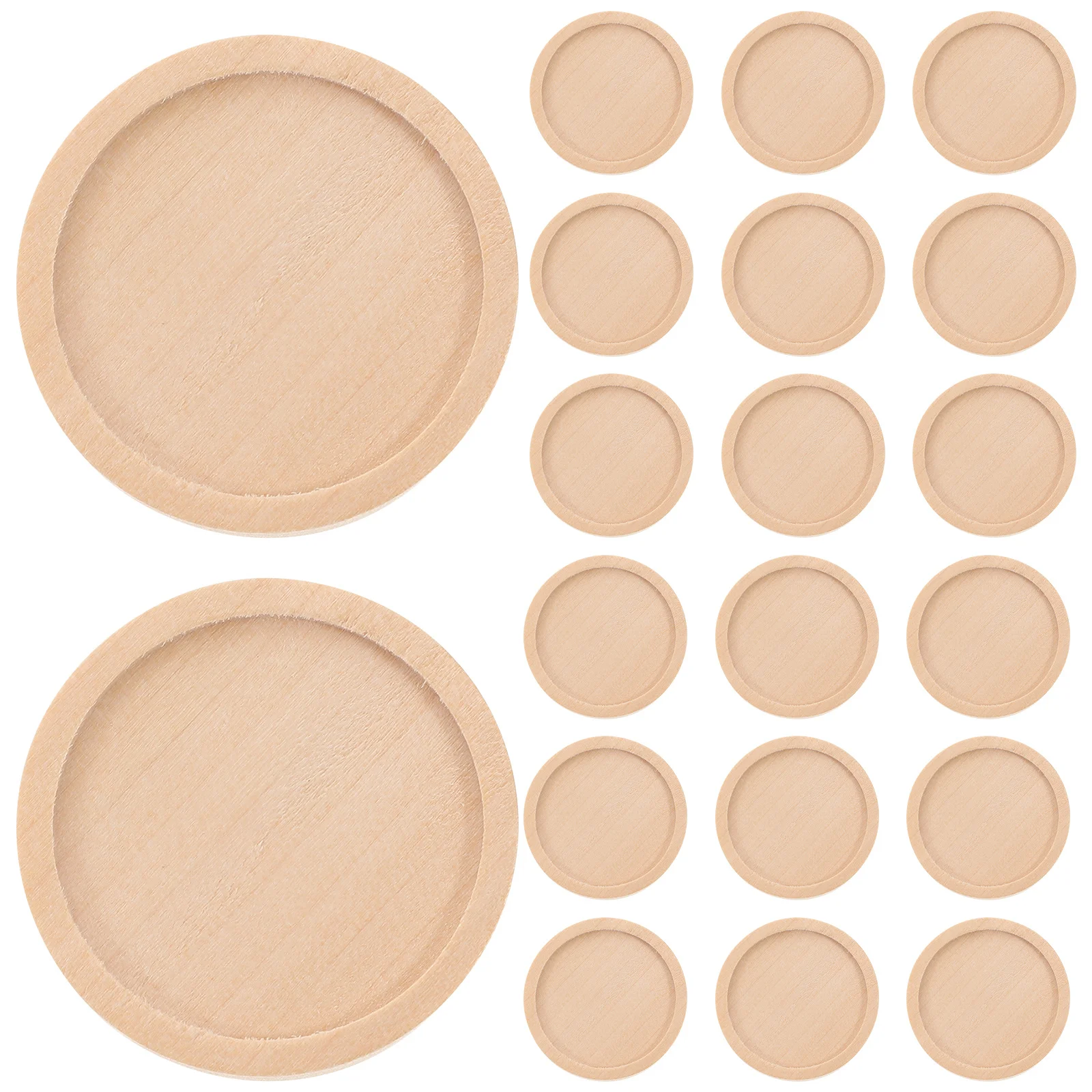 

50Pcs Wood Round Pendant Tray Bases 30mm Outer Diameter 25mm Inner Diameter Khaki DIY Jewelry Craft Making Accessories