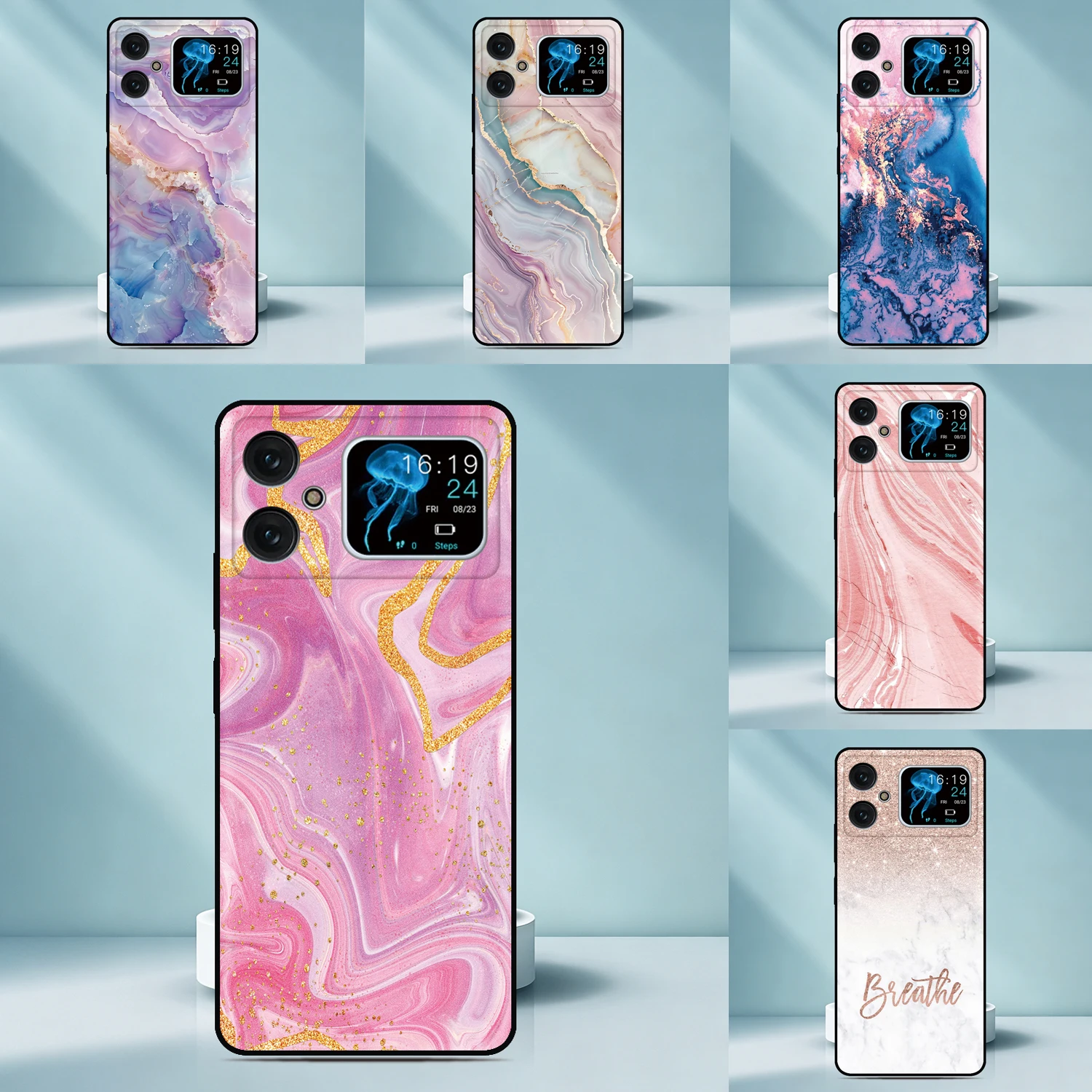 Funda de teléfono de mármol rosa para LG Wing Velvet K40s K42 K52 K51 K51s Q60 Q6 Q7 G7 G6 G8X G8s V50 V60 ThinQ Stylo 5 6