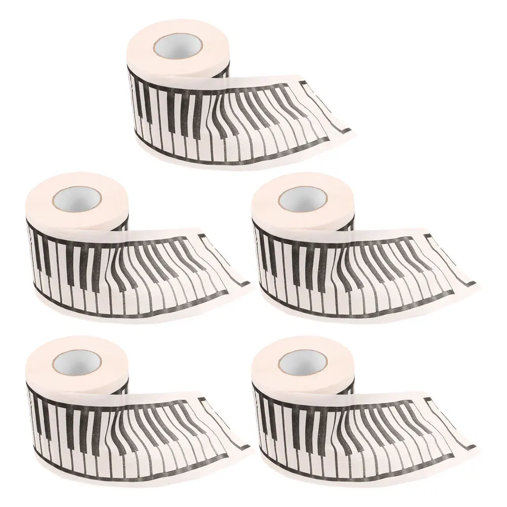 5 個のキーボードトイレットペーパーロールトイレットティッシュプリントバスルームティッシュ音楽テーマ装飾ナプキン家庭用ホテルギフト