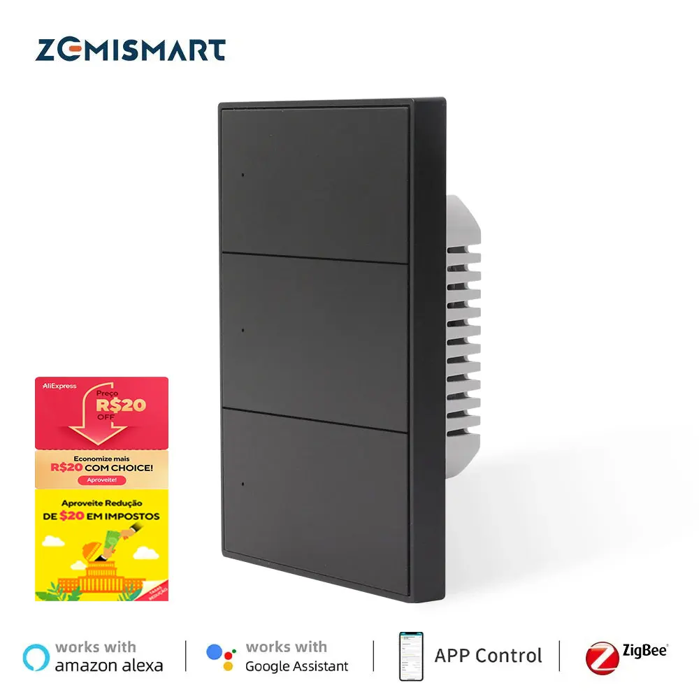 Zemismart zigbee  nám lehký spínač s neutrální interruptor práce s tuya smartthings alexa práce s homekit via ZMHK-01 náboje