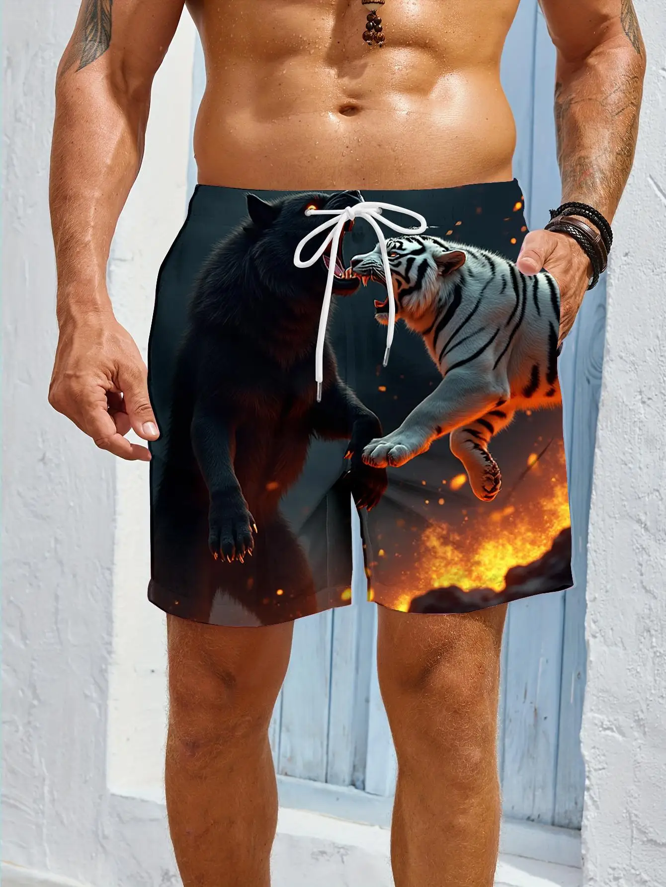

1pcs Men's Short swim trunks2026 Summer 3D Printed Short sleeve running Quick drying Breathable tactical pants man Polyester