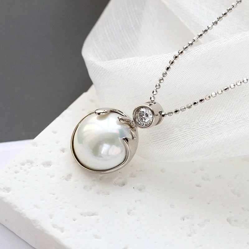 

Authentic 925 Sterling Silver Pendant Inlaid Imitation Pearl Pendant Women Fashion Fine Jewelry Gift