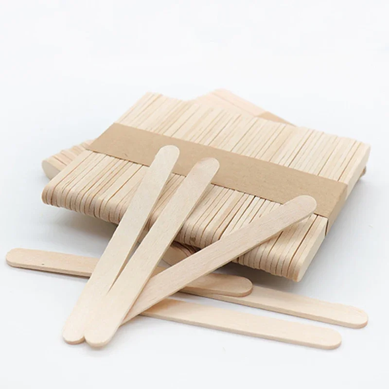 50pcs/100pcs Ice Cream Popsicle Sticks Natural Wooden Sticks Ice Cream Spoon Hand Crafts Art Ice Cream Lolly Cake Tools