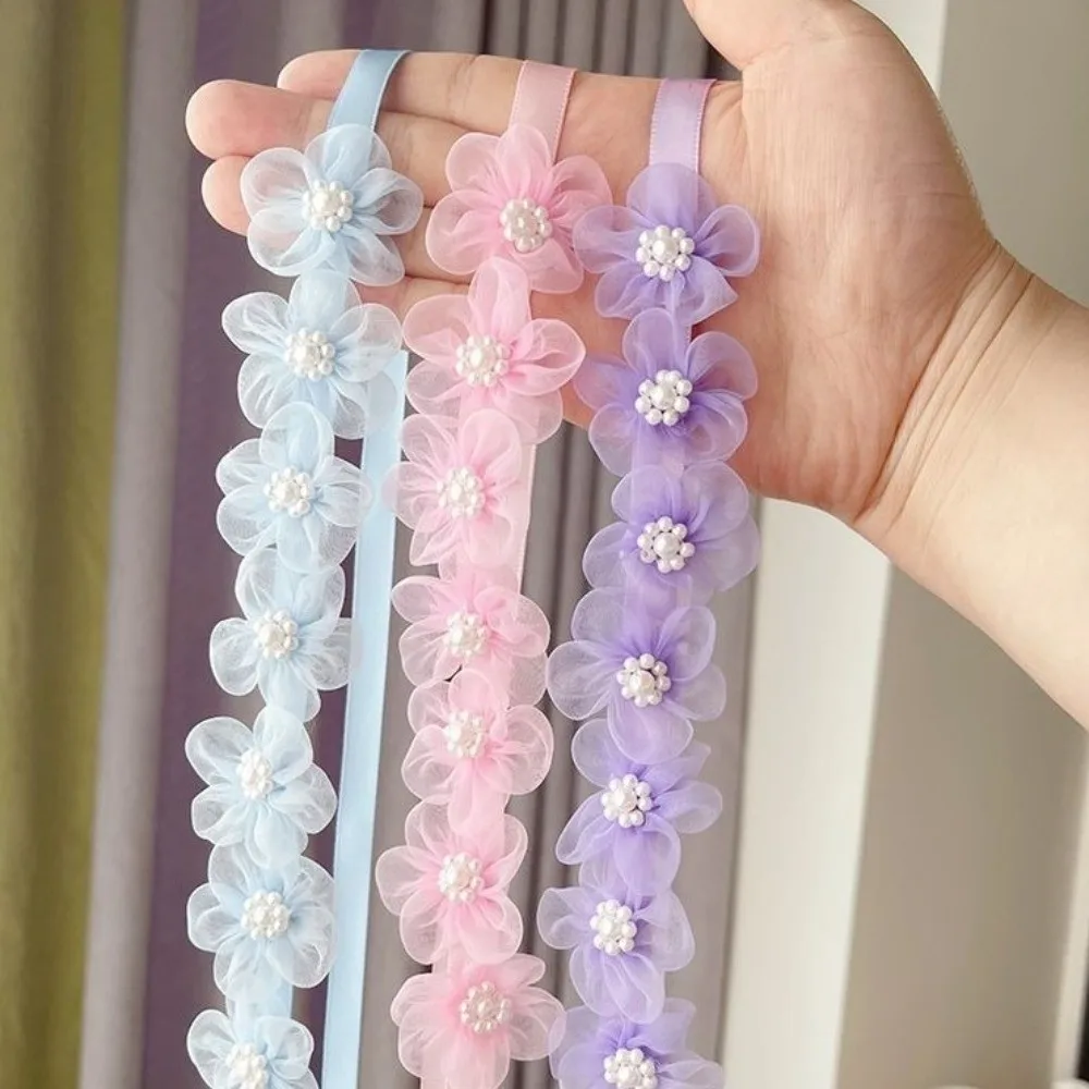 Faux Pearl Flower Headband Handmade Flower Internet Red Pearl Hairband Ethereal Girl Headwear Beach Travel Dance Performance