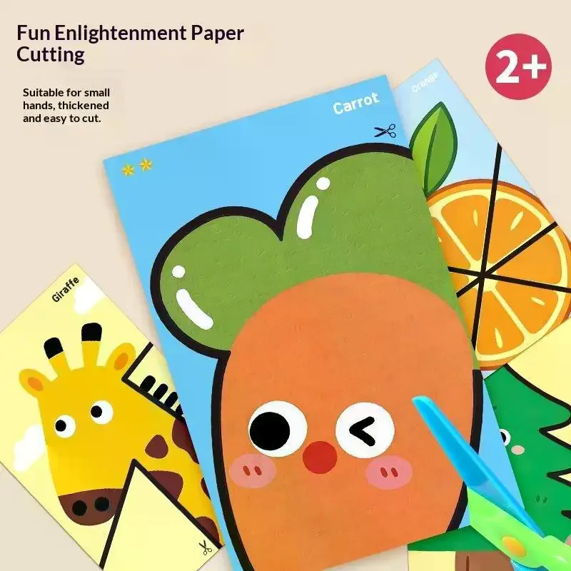 Handmade Paper Cuttings Interesting Origami Suit Dinosaur/Mushroom Patterns Including Scissors Parent-child Interactive Toys