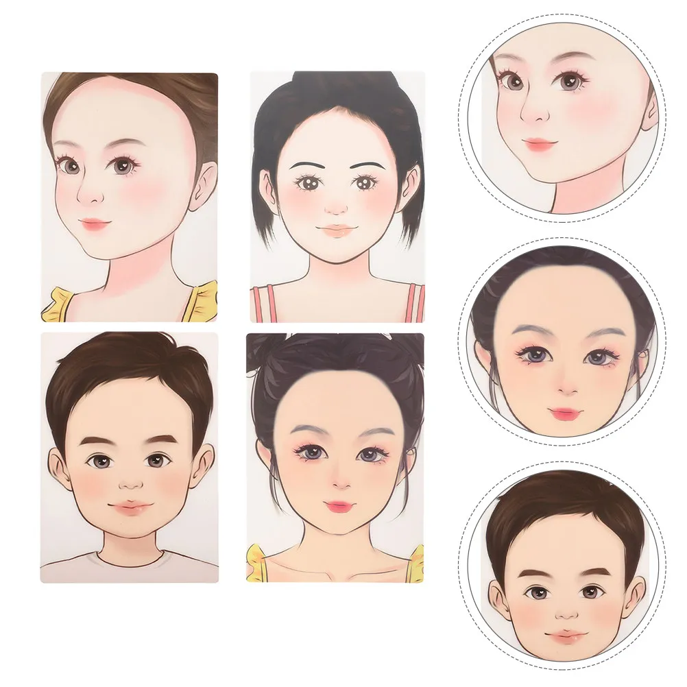 

4Pcs Kids Face Painting Practice Board Washable Reusable Creative Expression Tool Realistic Facial Features for Children Art