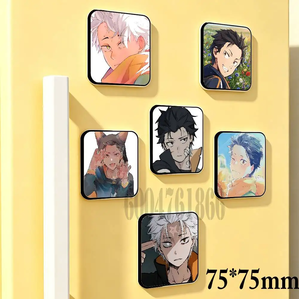 Natsuki Subaru 75mm Square Cute Fridge Magnet Decorative Refrigerator Magnet Home Kitchen Decoration Souvenir Gift