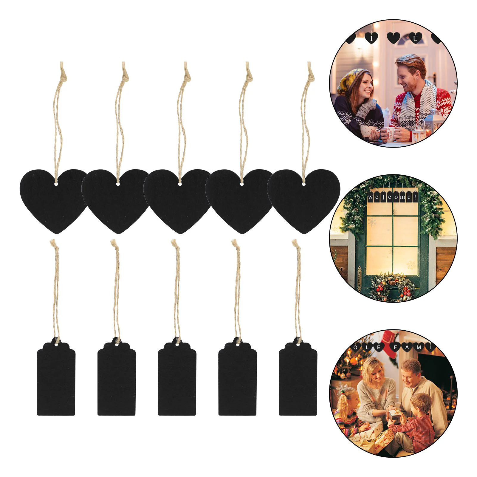 

100 Pcs Double Sided Blackboard Pendant Wood Chalkboard Sign Sides Hanging