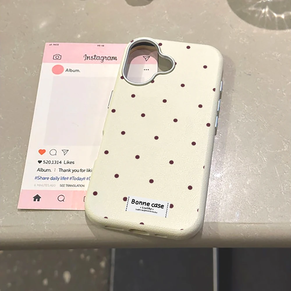 Creative Unique Polka Dot Phone Case For Samsung Galaxy A35 A54 A55 5G S26 S22 S23 FE S24 Plus S25 Ultra Leather Texture Funda
