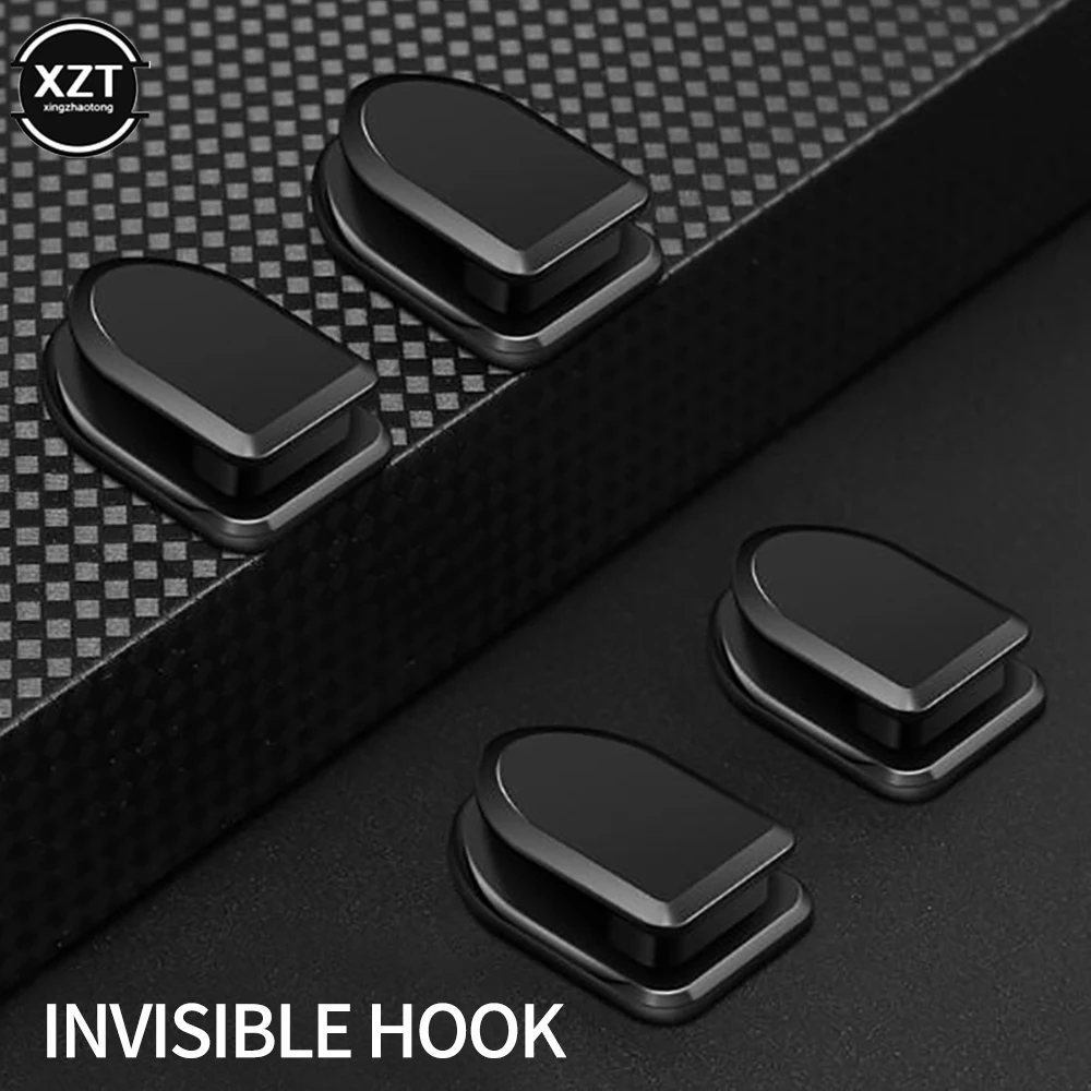 Universal 4Pcs Car Hooks Organizer Storage for USB Cable Headphone Key Storage Self Adhesive Wall Hook Hanger Auto Fastener Clip