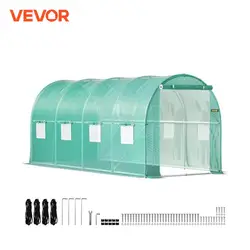 VEVOR Walk-in Tunnel Greenhouse Galvanized Frame & Waterproof Cover 15x7x7/10x7x7/20x10x7/12x7x7 ft Greenhouses & Cold Frames