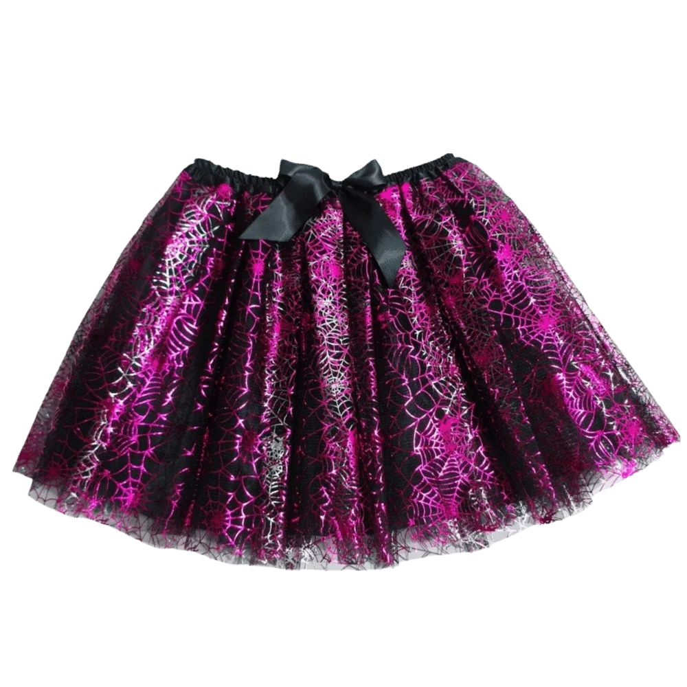 40cm Adult Tutu Skirt Elastic Waist with Liner Halloween Costume Skirt Irregular Hem Printed Pattern Cosplay Skirt