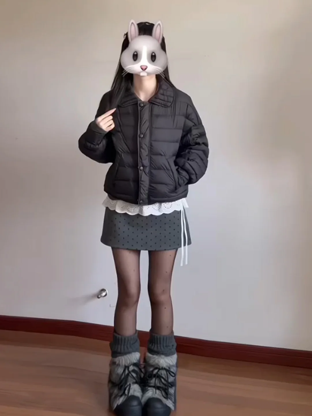 

Black Single-Button Thick Casual Fashionable Cotton Jacket Women's Winter New Style Popular All-Match Outerwear