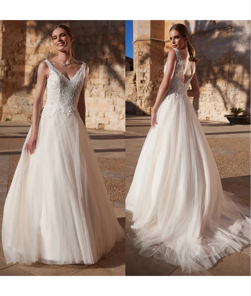 

Customized Graceful Organza A-Line Appliques Evening Dress High Quality Sleeveless V-Neck Floor Length Bespoke Occasion Gowns