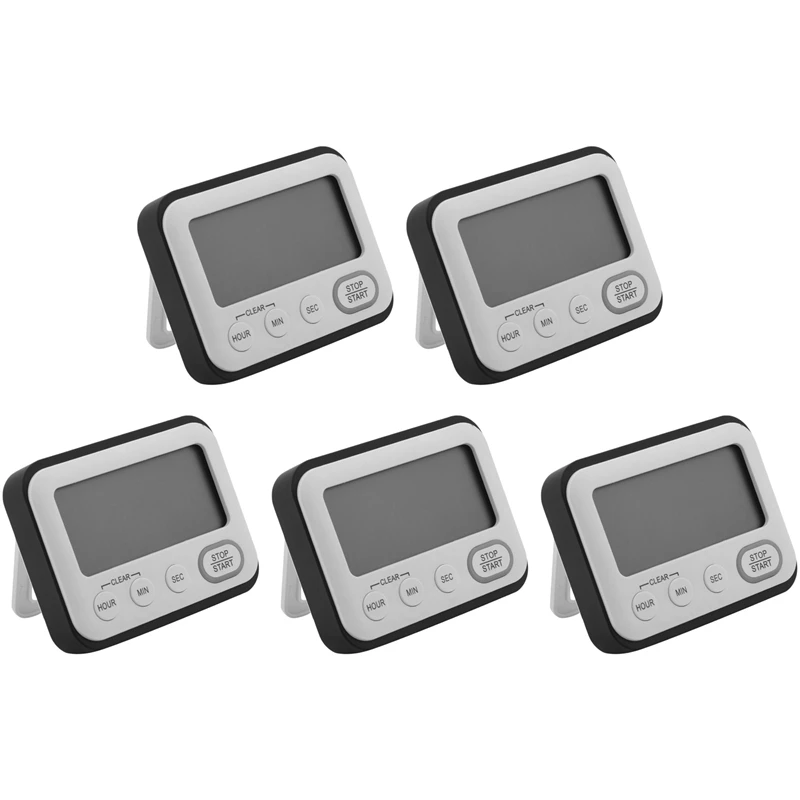 

5X Digital Kitchen Countdown Timer: Teachers Classroom Counter Large LCD Loud Magnetic Clip Kids Simple Clock