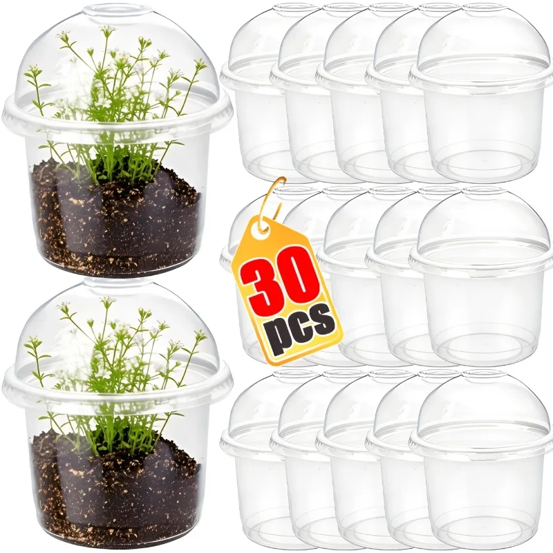 (10-30pcs) Vasos de berçário de plantas transparentes de 300ml com furos de drenagem Pote de partida de mudas de plástico transparente Estufa interna