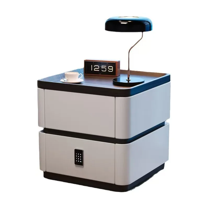 طاولة سرير ذكية حديثة فاخرة وآمنة من الخشب بسعر الجملة مع طاولة بجانب السرير الذكية ببصمة الإصبع مع مكبرات صوت شحن USB لاسلكية #3