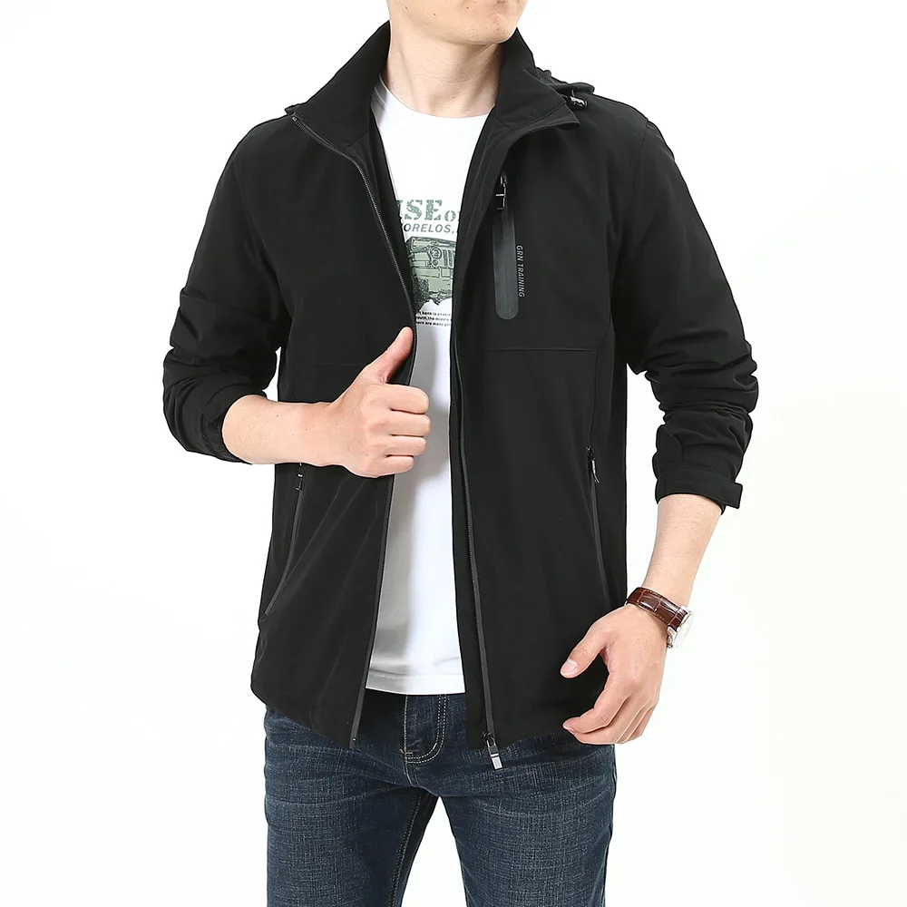 Men's Autumn Thin Loose Quick Drying Windbreaker Outdoor Sports Elastic Casual Jacket Work Wear Spring Man Hoodie Bomber Jacket