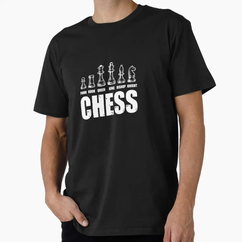 

Rook Pawn Bishop Checkmate Funny Chess Player Gift T shirt for man 100% cotton Large size Tops Game Graphic Print Clothes S-6XL