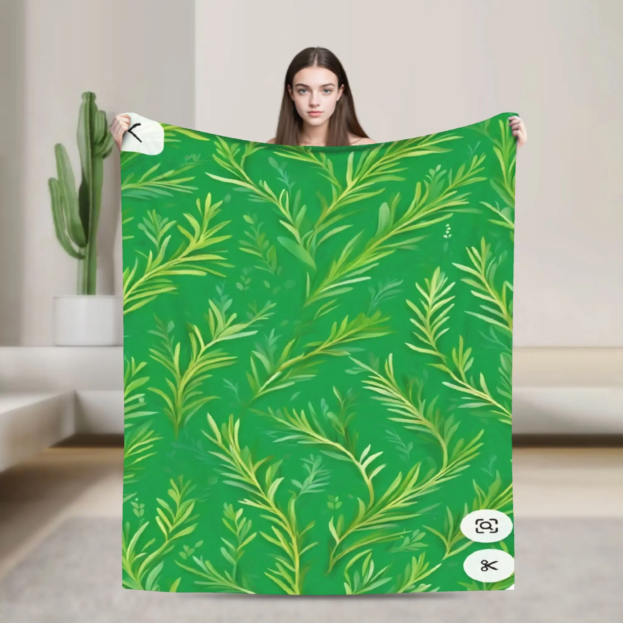 Olive Green Foliage Blankets Flannel  Relax Super Soft Throw Blankets for Home Bedding Throws