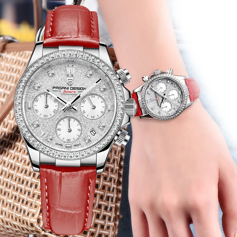 PAGANI DESIGN New Women Watch Luxury Brand Quartz Sapphire Waterproof Fashion Leather Chronograph Watches For Lady Reloj Mujer