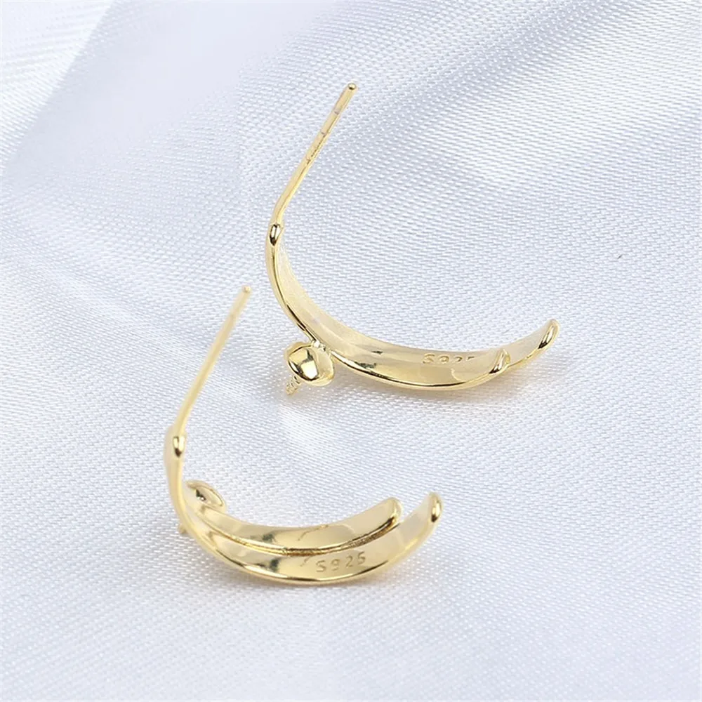 S925 Sterling Silver Pearl Earring Settings DIY Jewelry Making Supplies Blank Earring Posts for Handcrafted Accessories No Pearl