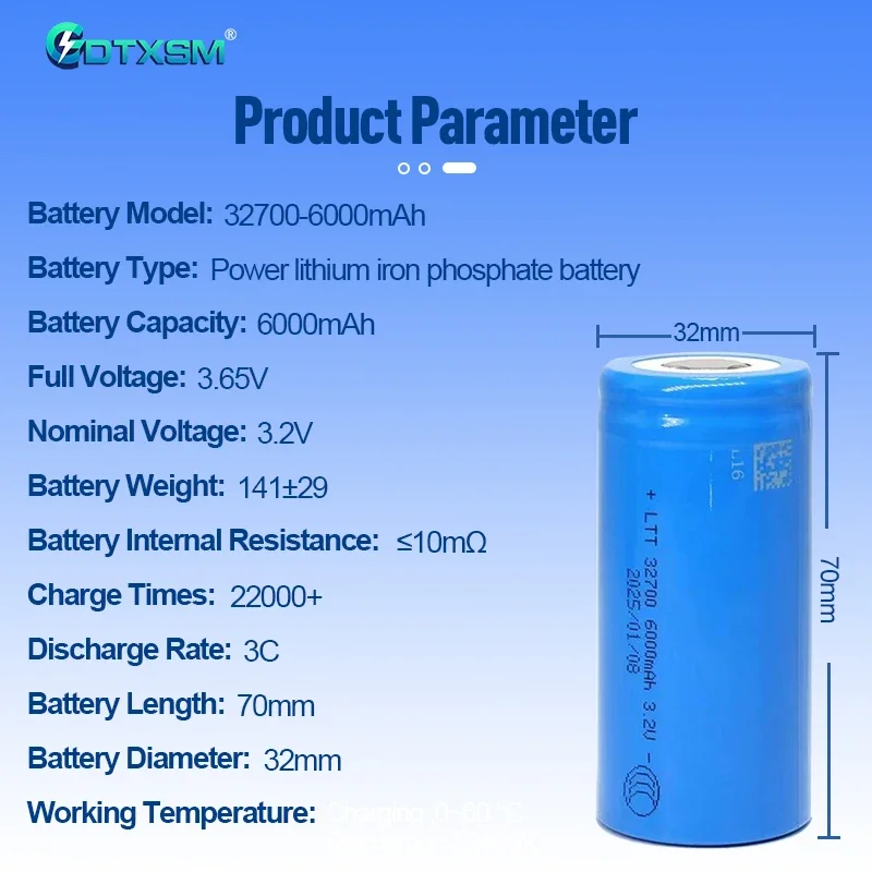 NewOriginal327005000mAh 3.2V Lifepo4 Rechargeable Battery,Professional Lithium Iron Phosphate Power Battery 5ahHigh power batter