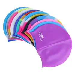 Clássico Silicone Natação Cap, Alto Elástico, Cabelo Comprido, À Prova D' Água, Flexível, Colorido, Chapéu de Piscina, Tampão De Banho