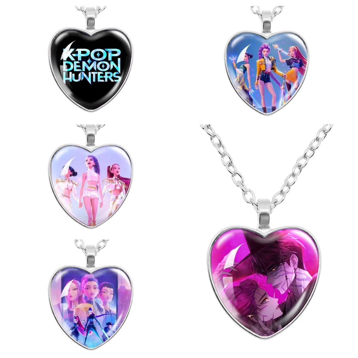 Anime Film Kpop Demon Hunters Ketting Cartoon Voor Meisjes Tijd Gem Hangers Mode Metalen Kettingen Vrouwen Charms Accessoires Geschenken