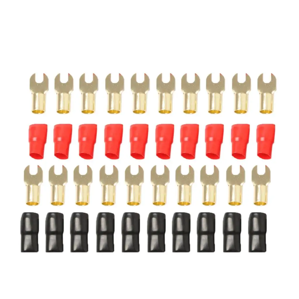 10 Pair 8 AWG Car Electronics Fork Terminals Connectors Brass Contact