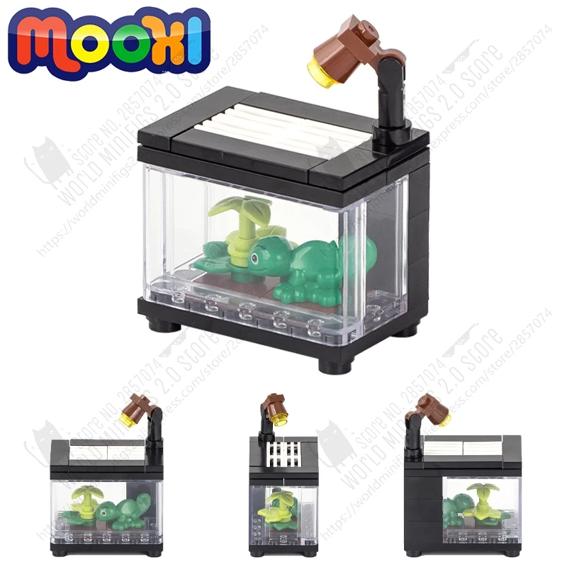 MOC0076 DIY Crawling Box Buiding Blocks Creative City Series Pet Animal Nest Plant Decoration Model Assemble Brick Toys For Kids