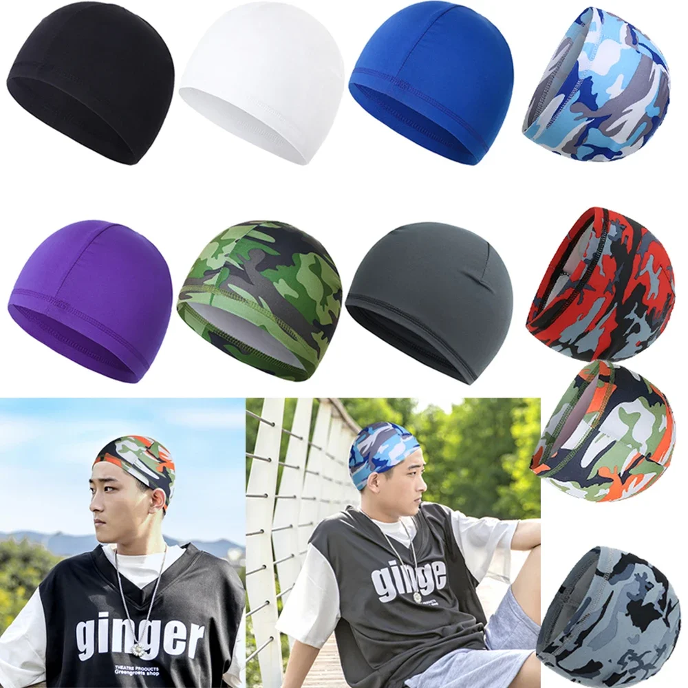 Men Cycling Cap Cooling Skull Beanie Cap Breathable Sweat Adsorption Cycling Helmet Running Quick Dry Hat Elastic Sunscreen Cap