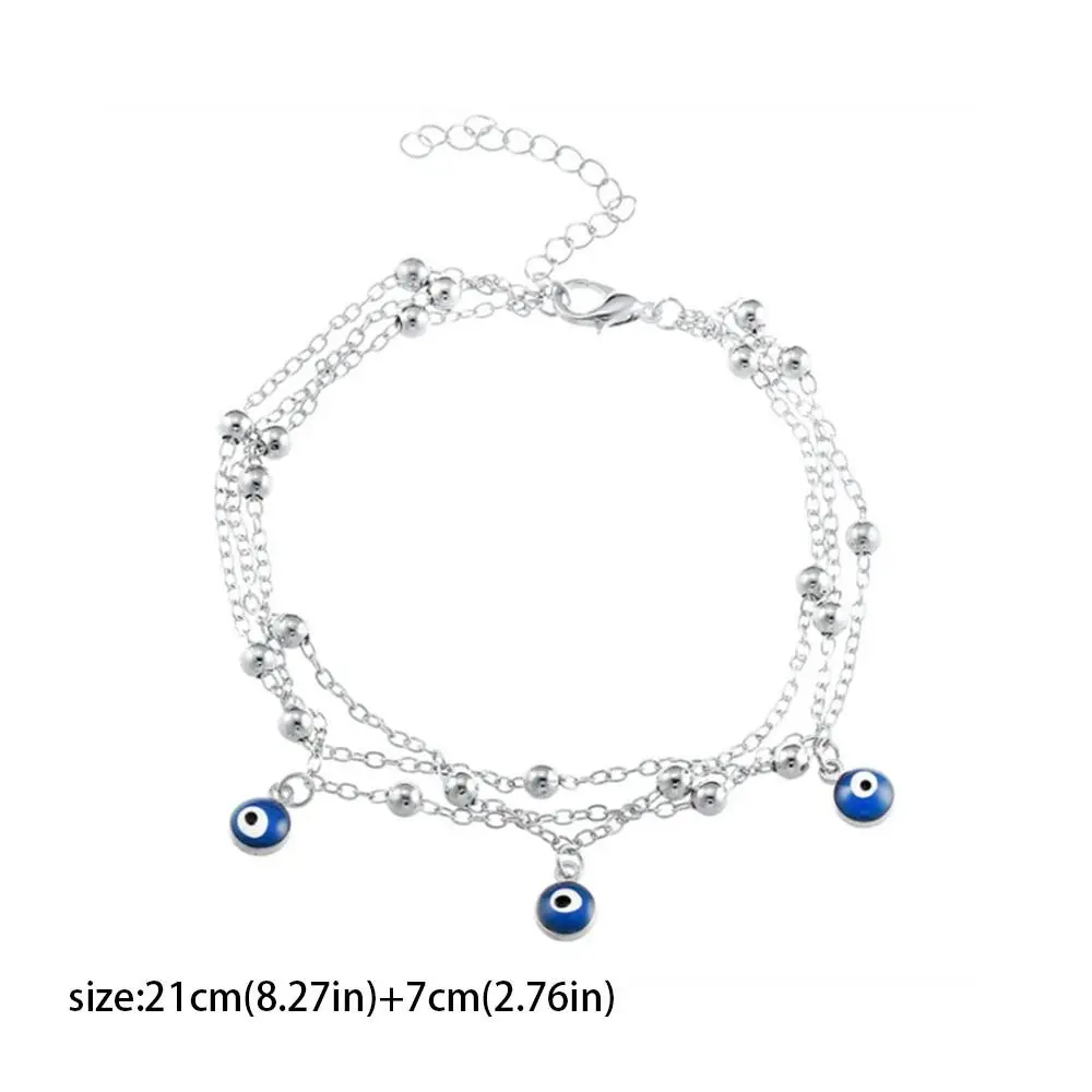 الغريبة الذهب/الفضة شيطان العين الزرقاء سحر خلخال قابل للتعديل بوهيميا مجوهرات للقدم شاطئ هندسي #6