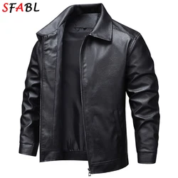 New Classic Motorcycle Men's Leather Jacket PU Leather Coat Men Windbreak Biker Leather Jacket Men Autumn Winter Outerwear 3XL