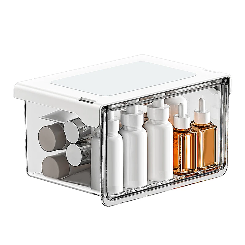 For Storing Toiletries, Makeup Remover Pads, Lipsticks, Cotton Swabs, And Bathroom Supplies A Transparent Cosmetic Storage Box
