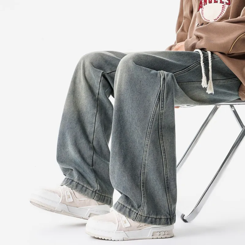 

Vintage Straight Wide Leg Jeans men Retro Loose Casual Denim Trousers baggy Man Women Streetwear Jeans Pants Neutral Jeans