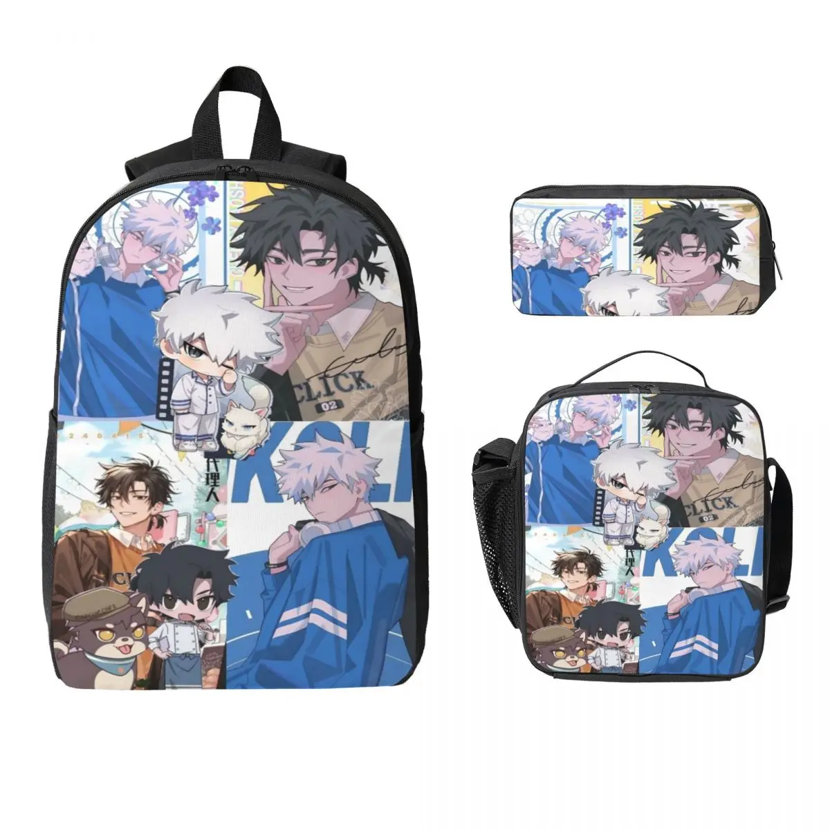 

3Pcs Link Click Anime merch Backpack Set for Kids Pencil Boxes Bookbag Sets with Lunch Box For School Students Daypack