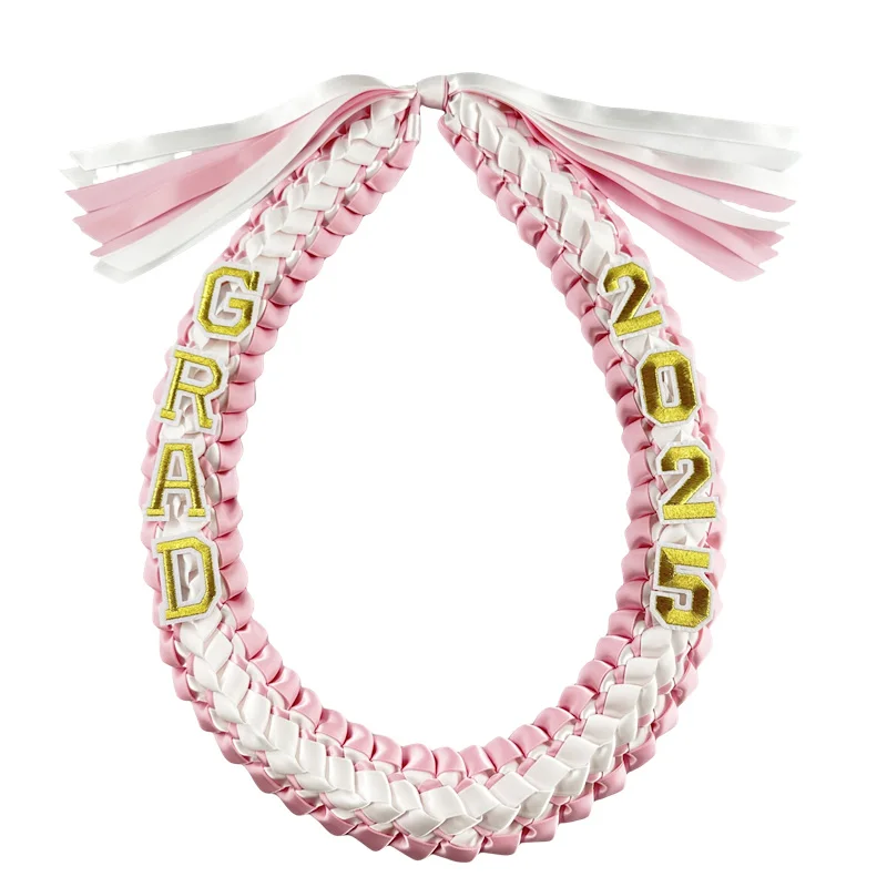 High quality national flag series shawl wreath hand woven eight strand multi-color ribbon national flag graduation lei