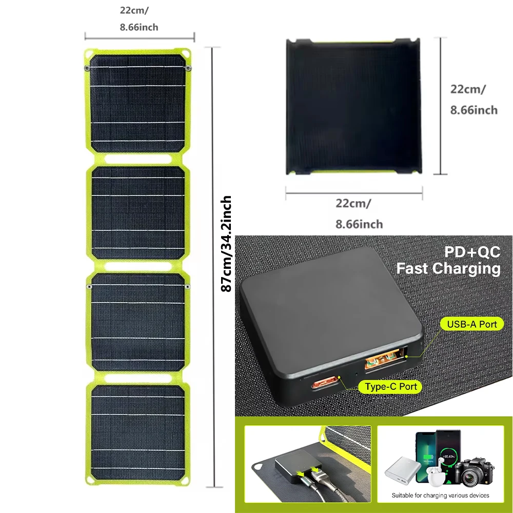 2000W krachtige draagbare opvouwbare zonnepaneel flexibele 5v USB A C mobiele telefoon batterijlader DC 12V plaat voor krachtcentrale