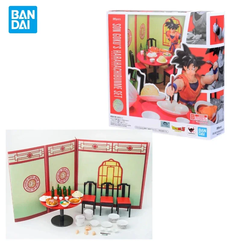 In Stock Original Bandai SHF Dragon Ball  Son Goku Tummy Buster Set Cocktail Table Dining Table Fried Rice Roasted Pig Scene Toy