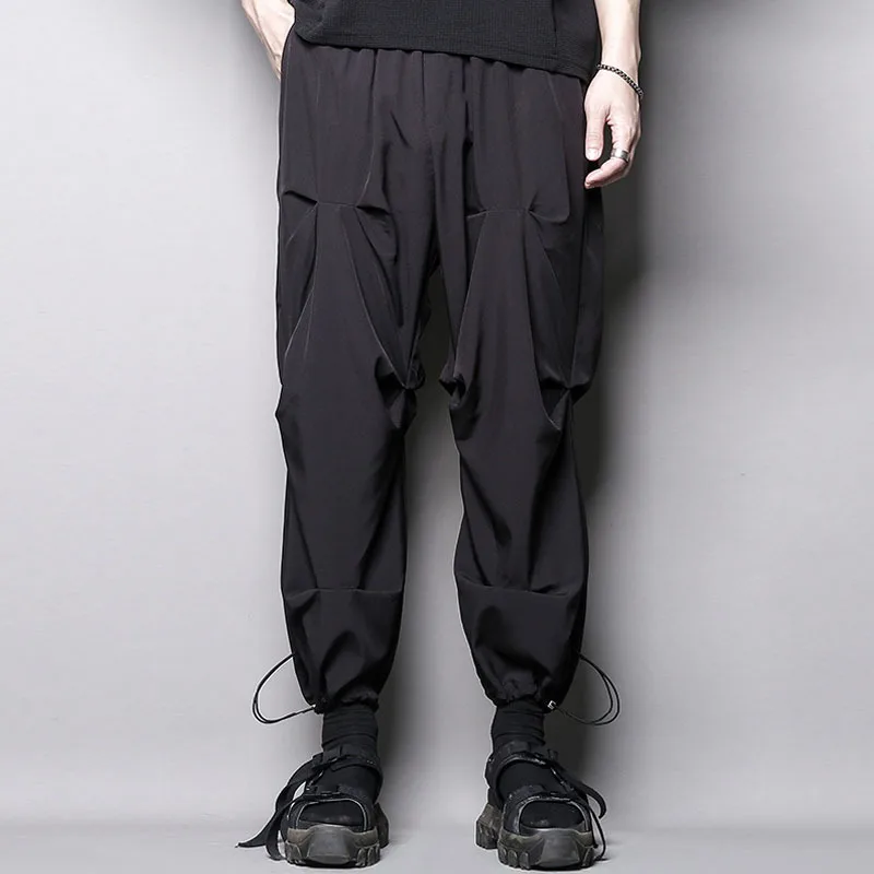 Men's Loose Pleated Leggings Japanese Overalls Drawstring Leggings Three-Dimensional Pinched Loose Casual Capris