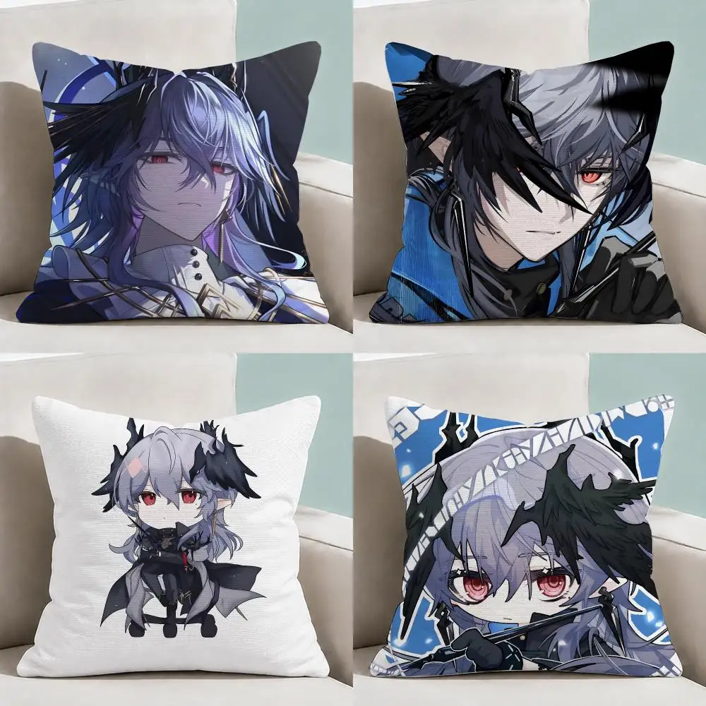 Gaming Arknights Logos Chibi Cushion Cover Throw Pillow Soft Short Plush Cozy Durable Colorfast For Sofa Bedroom Home Decor Gift