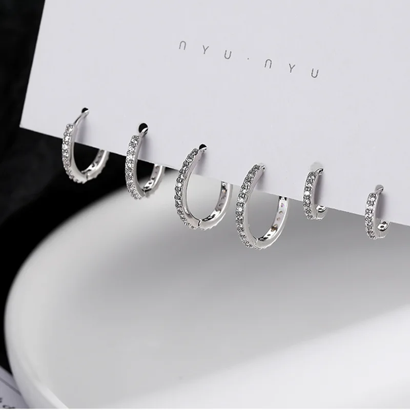 100% Real 925 Sterling Silver Minimalist Bohemian Round Ear Buckle for Women Punk Unisex Rock Hoop Earring Jewelry Accessories